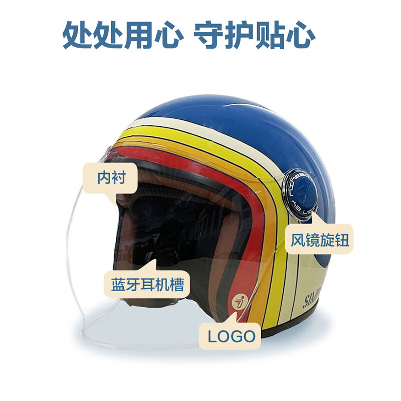 九号（Ninebot）电动自行车男女四季通用头盔电瓶车安全帽新国标3C认证复古头盔